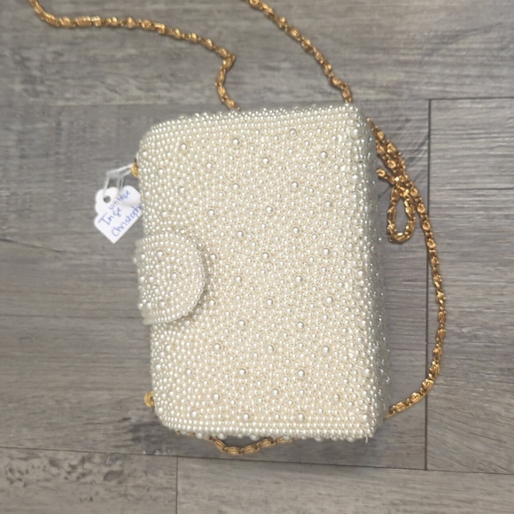 Vintage INGE Christopher Pearl Beaded Embellished Crossbody Evening Bag - Picture 9 of 13